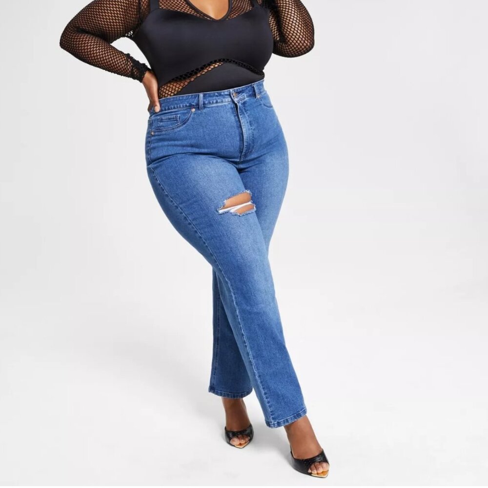 NEW! Nina Parker Flattering High Waisted Jeans 14W MSRP: $99 Ripped Distressed